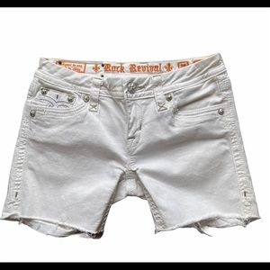 Rock Revival Maggie boot cut off white jean shorts
